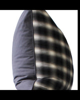 26" x 26" Pillow in Charcoal and Cream Plaid Flannel Cotton with Solid Charcoal Twill Back