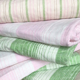 Quilted Linen Throw in Deauville Pink & Green