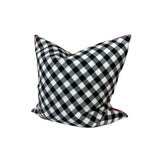 20" x 20" Cover in Black Buffalo Check Bias & Red Pipe