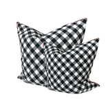 20" x 20" Cover in Black Buffalo Check Bias & Red Pipe