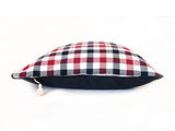 Plaid Flannel & Twill 26" x 26" Pillow In Navy and Red | hedgehouseusa