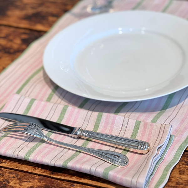 Placemat in Deauville Pink & Green Linen