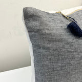 14" x 26" Lumbar Cover in Yarn Dyed Charcoal with Oatmeal Back