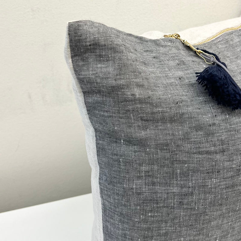 14" x 26" Lumbar Cover in Yarn Dyed Charcoal with Oatmeal Back
