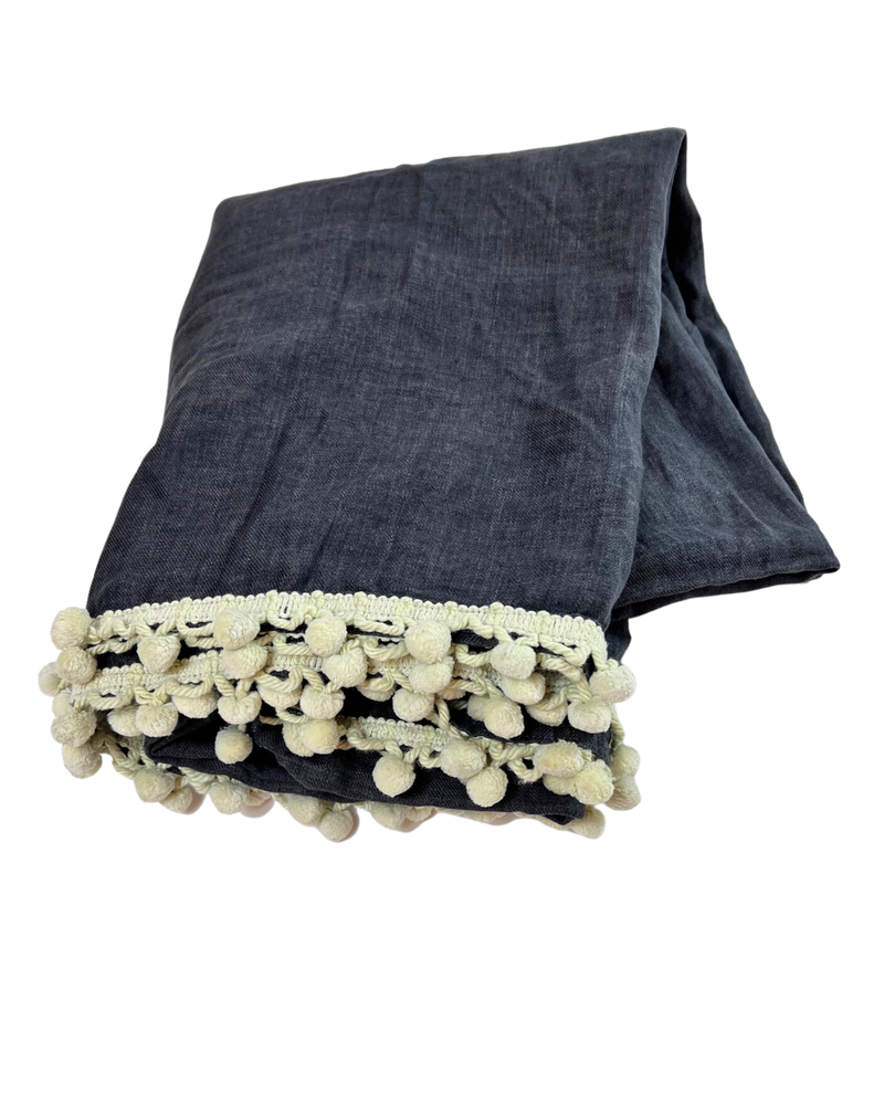 Coverlet in Charcoal with Mint Tassels