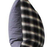 26" x 26" Pillow in Charcoal and Cream Plaid Flannel Cotton with Solid Charcoal Twill Back