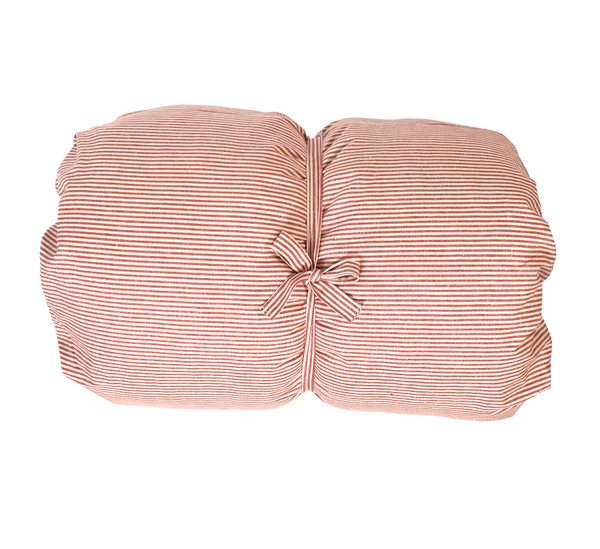 Throwbed Cover in Toulouse Red with Vertical Stripes
