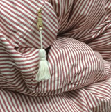 Throwbed Cover in Toulouse Red with Vertical Stripes