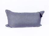 14" x 26" Lumbar Cover in Navy Gingham with Pink Back