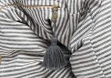 Throwbed Cover in Toulouse Blue with Vertical Stripes