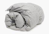 Throwbed Cover in Toulouse Blue with Vertical Stripes