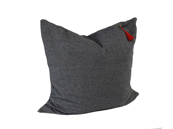 26" x 26" Cover in Solid Charcoal Cotton & Linen