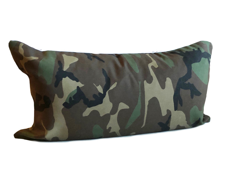 14" x 26" Lumbar Cover in Camo with Black & White Gingham