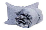 Solid Yarn-Dyed Throwbed + Headboard Cushion in Blue