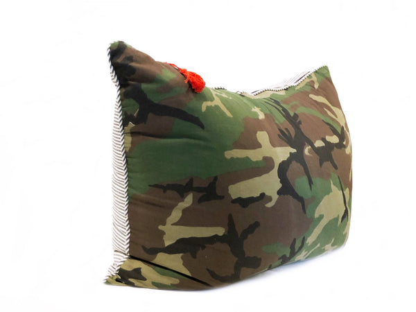 Headboard Cushions in Camo and Toulouse Brown
