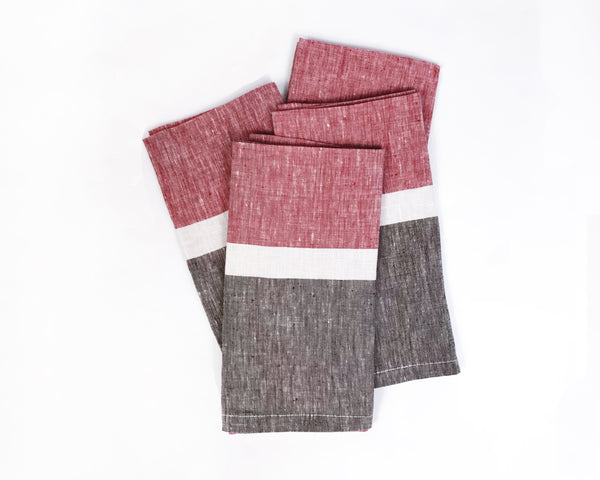 Majorca Napkin in Red and Chocolate | Hedgehouse