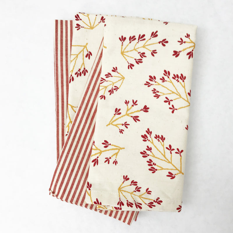 Normandy II Branches Napkin in Garnet & Gold | Hedgehouse