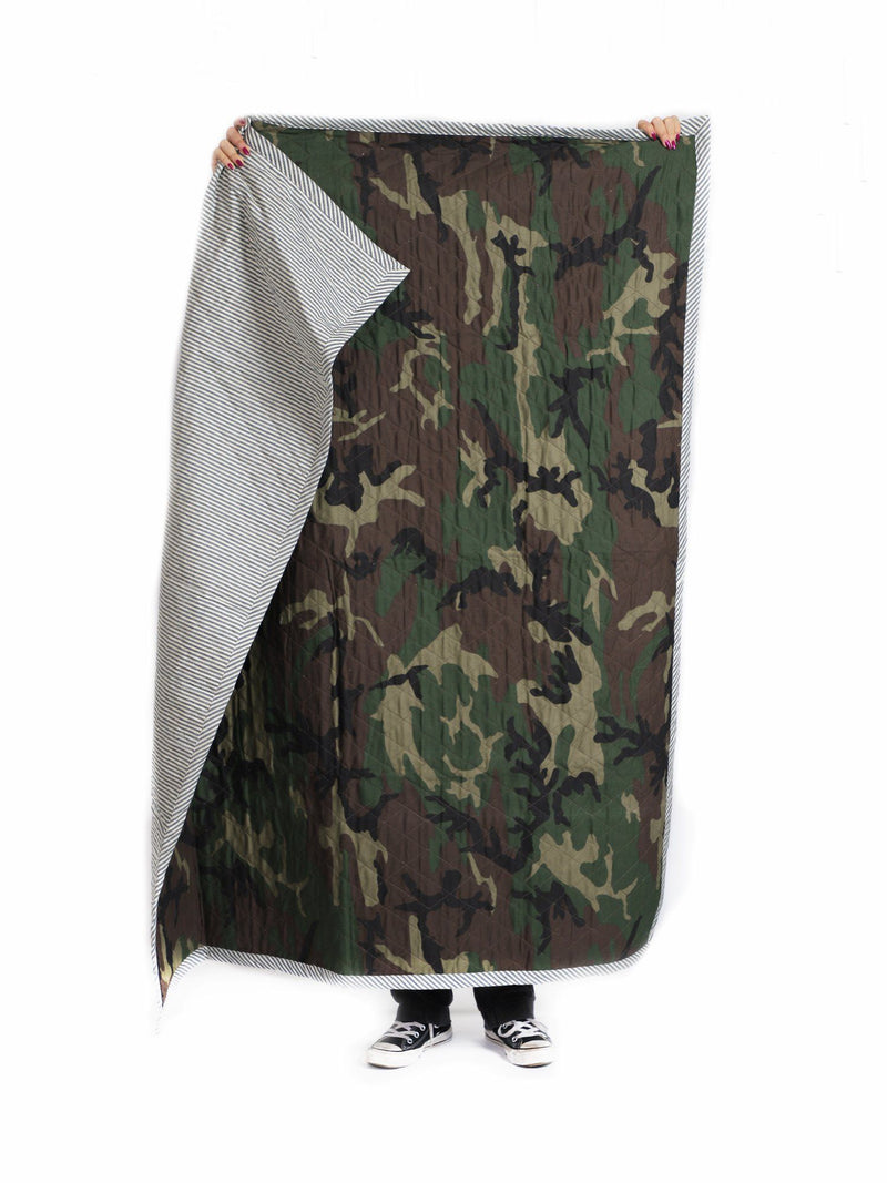 Quilted Throw in Camo and Toulouse in Blue