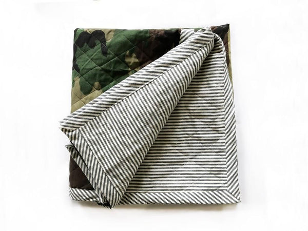 Quilted Throw in Camo and Toulouse in Indigo