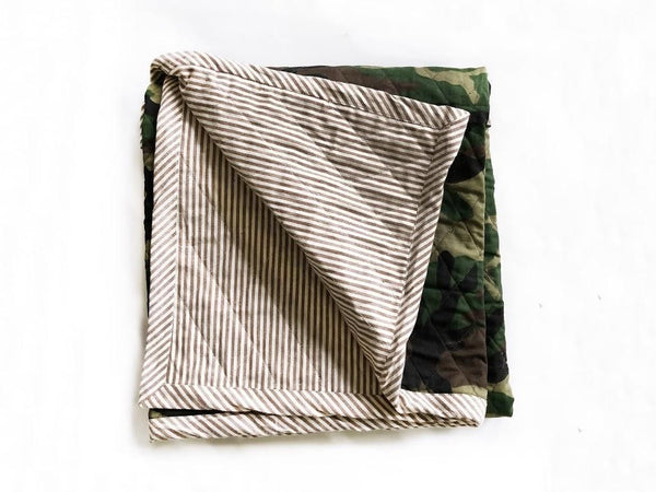 Quilted Throw in Camo and Toulouse in Brown