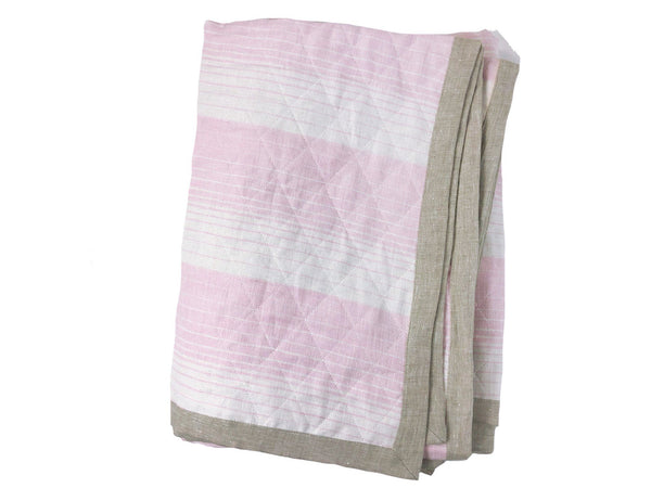 Quilted Linen Throw in Cortina Pink
