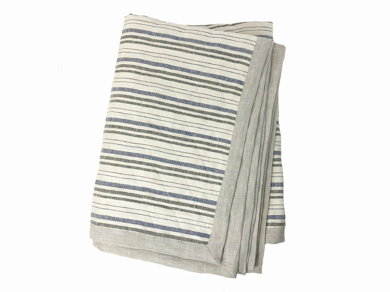 Quilted Linen Throw in Deauville Navy & Black