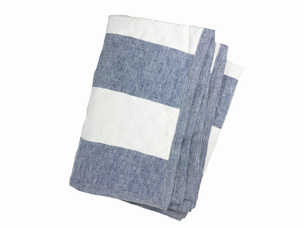 Quilted Linen Throw in Harbour Island Blue