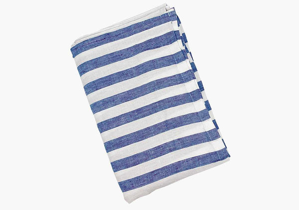 Sur La Mer Blue Linen Beach Towel | Hedgehouse