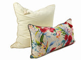Throw Pillow in Hawaiian Floral and Seersucker