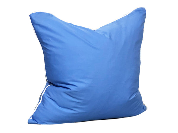 Aveira Throw Pillow in Cobalt Shirtcloth with White Pipe – 20" | hedgehouseusa