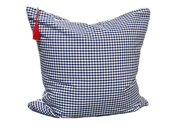 Throw Pillows in Navy Gingham with Pipe
