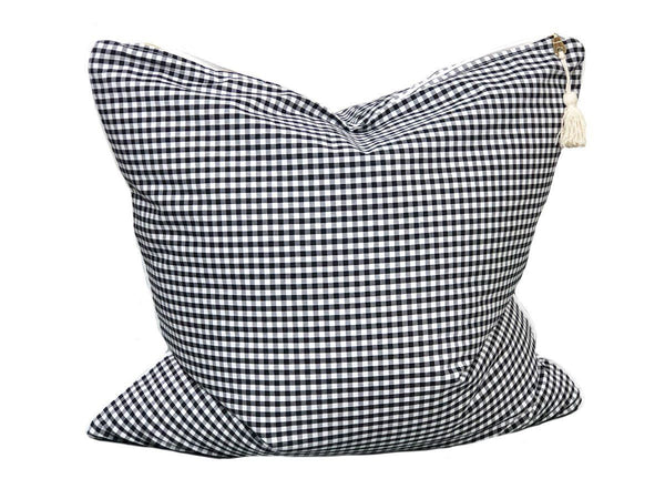 Throw Pillow in Black Gingham with Pipe