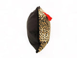 Lumbar Pillow in Leopard and Black Velvet