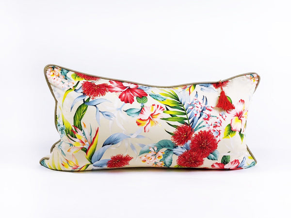 Lumbar Pillow in Hawaiian Floral and Khaki