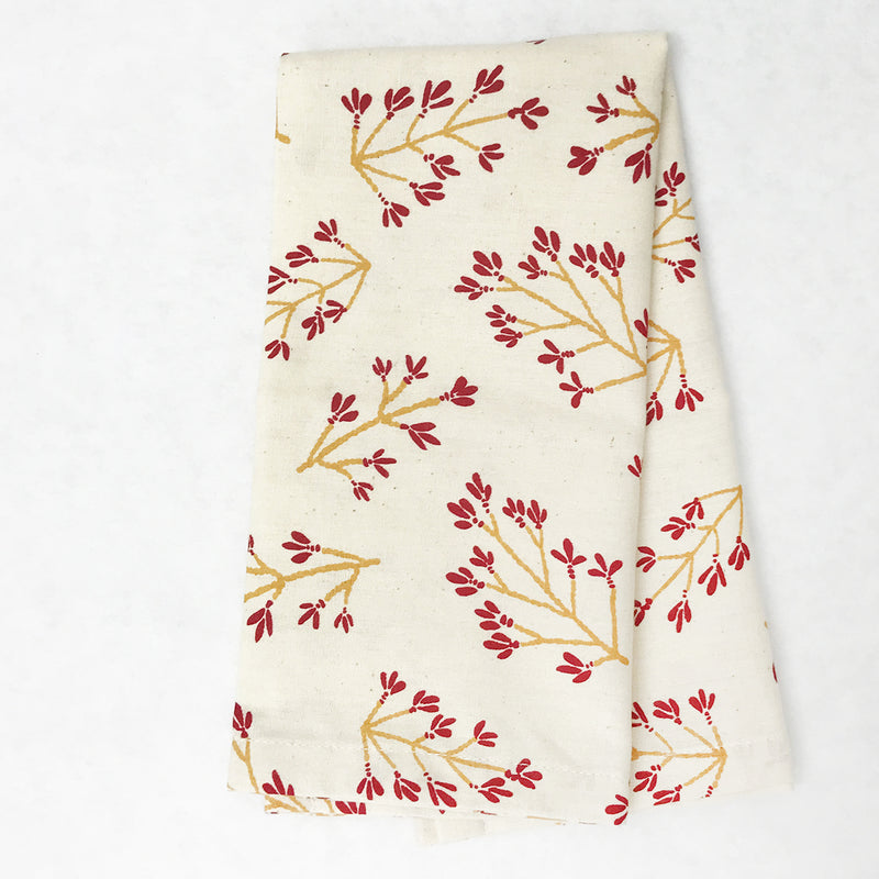 Normandy II Branches Napkin in Garnet & Gold | Hedgehouse