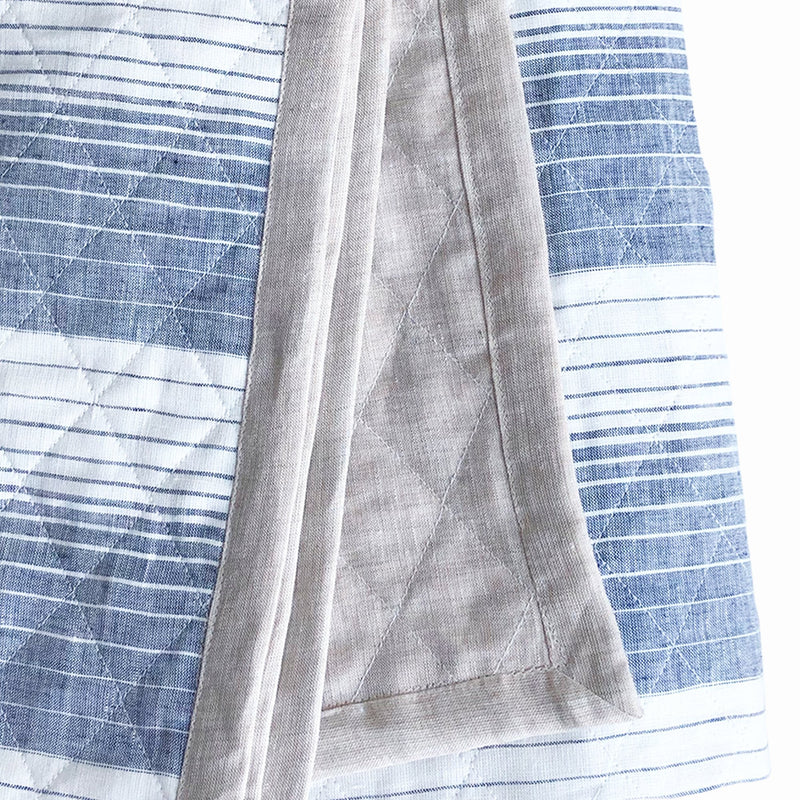 Quilted Linen Throw in Cortina Blue