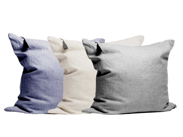 Throw Pillows in Solid Yarn-Dye Charcoal