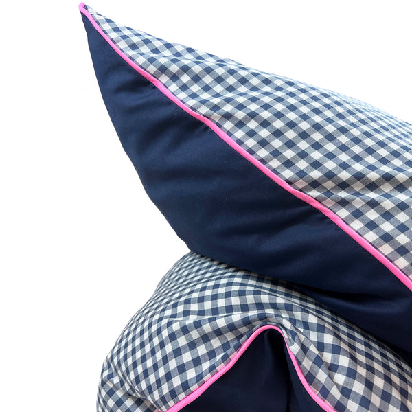 Throwbed in Penelope Navy Gingham with Pink