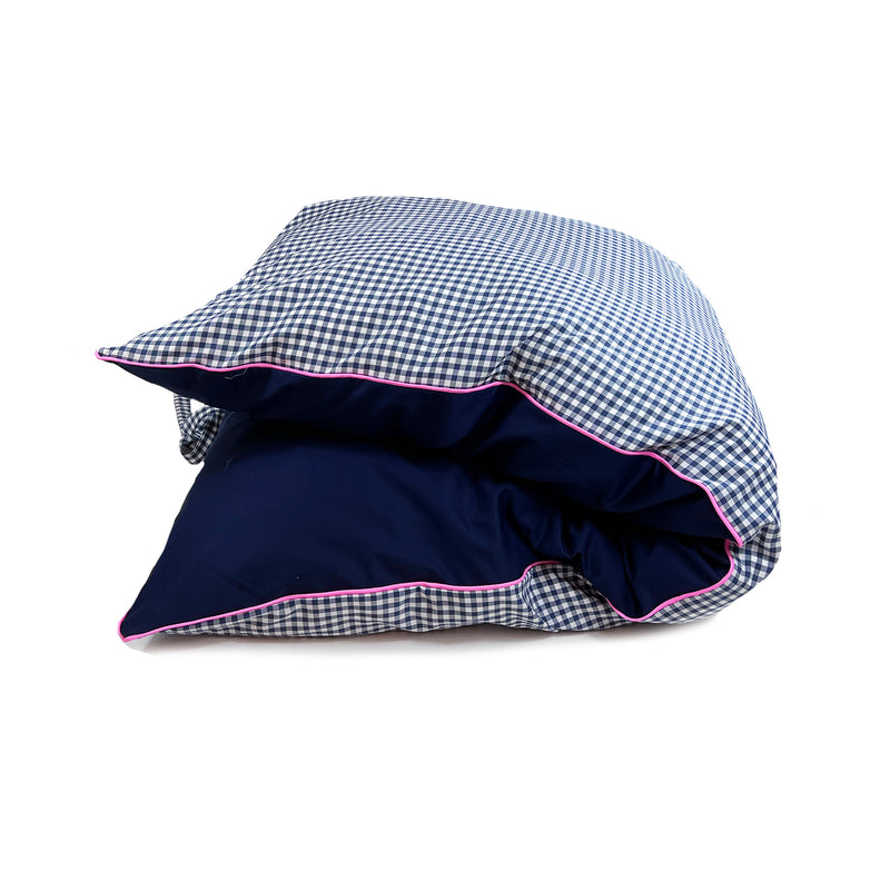 Throwbed in Penelope Navy Gingham with Pink