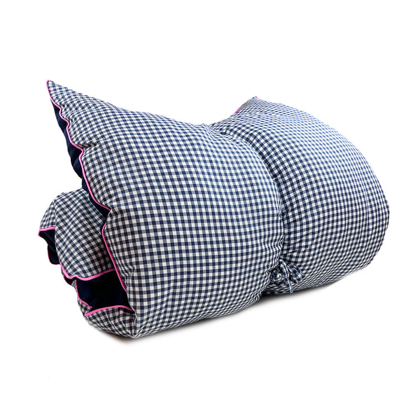 Throwbed in Penelope Navy Gingham with Pink
