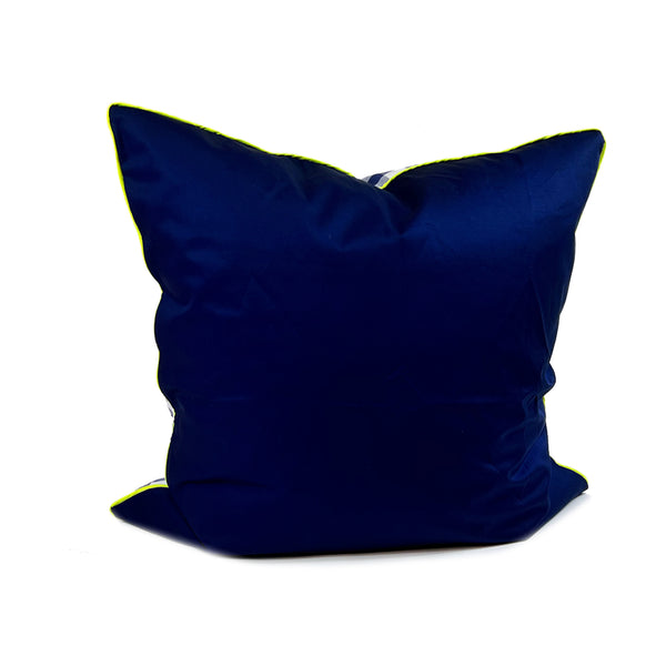 26" x 26" Pillow in Penelope Navy Check & Solid with Yellow