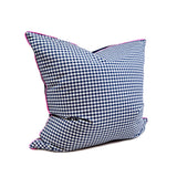 26" x 26" Pillow in Penelope Navy Gingham & Solid with Pink