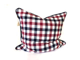 Plaid Flannel & Twill 26" x 26" Pillow In Navy and Red | hedgehouseusa